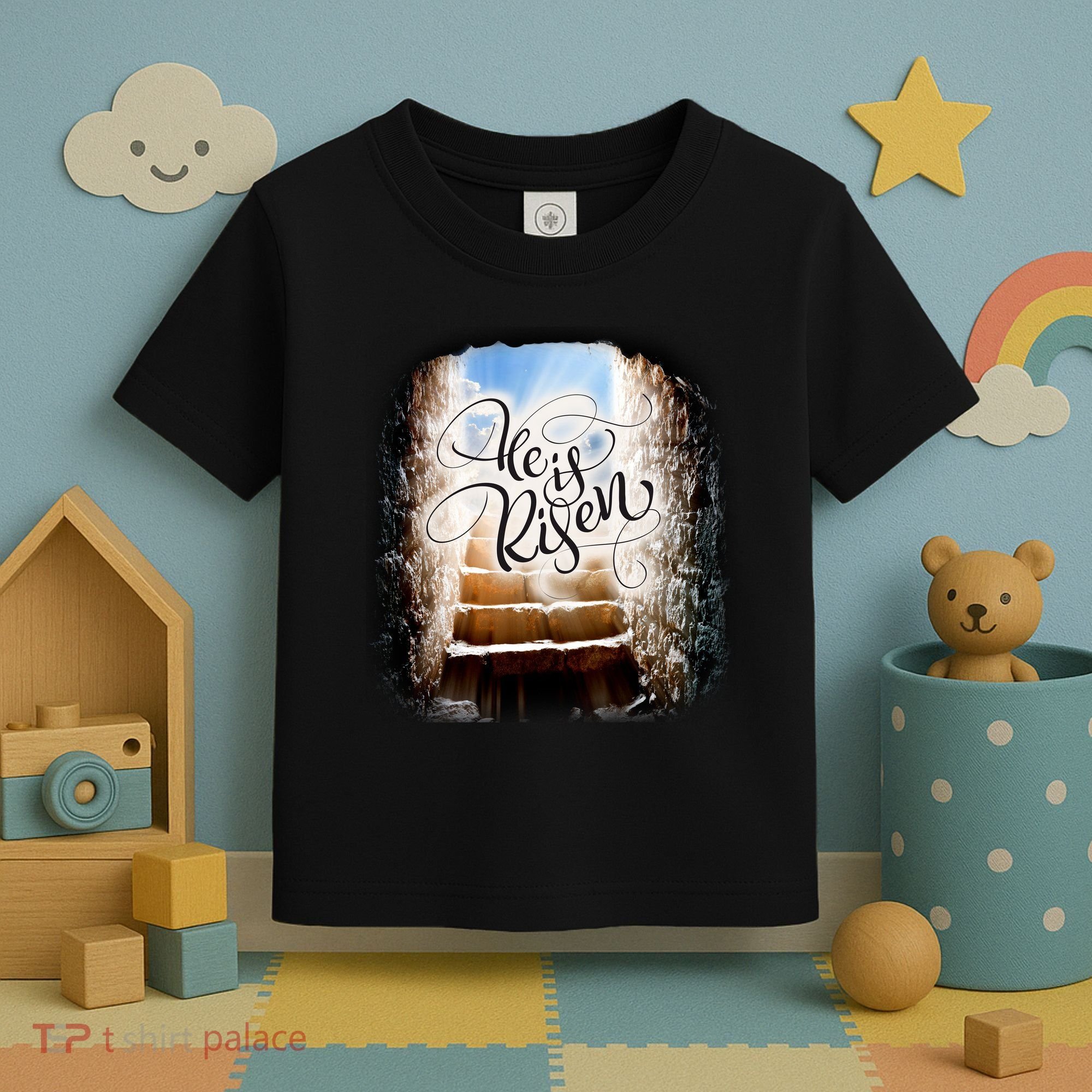 He Has Risen Jesus Christ Tomb Toddler T-Shirt