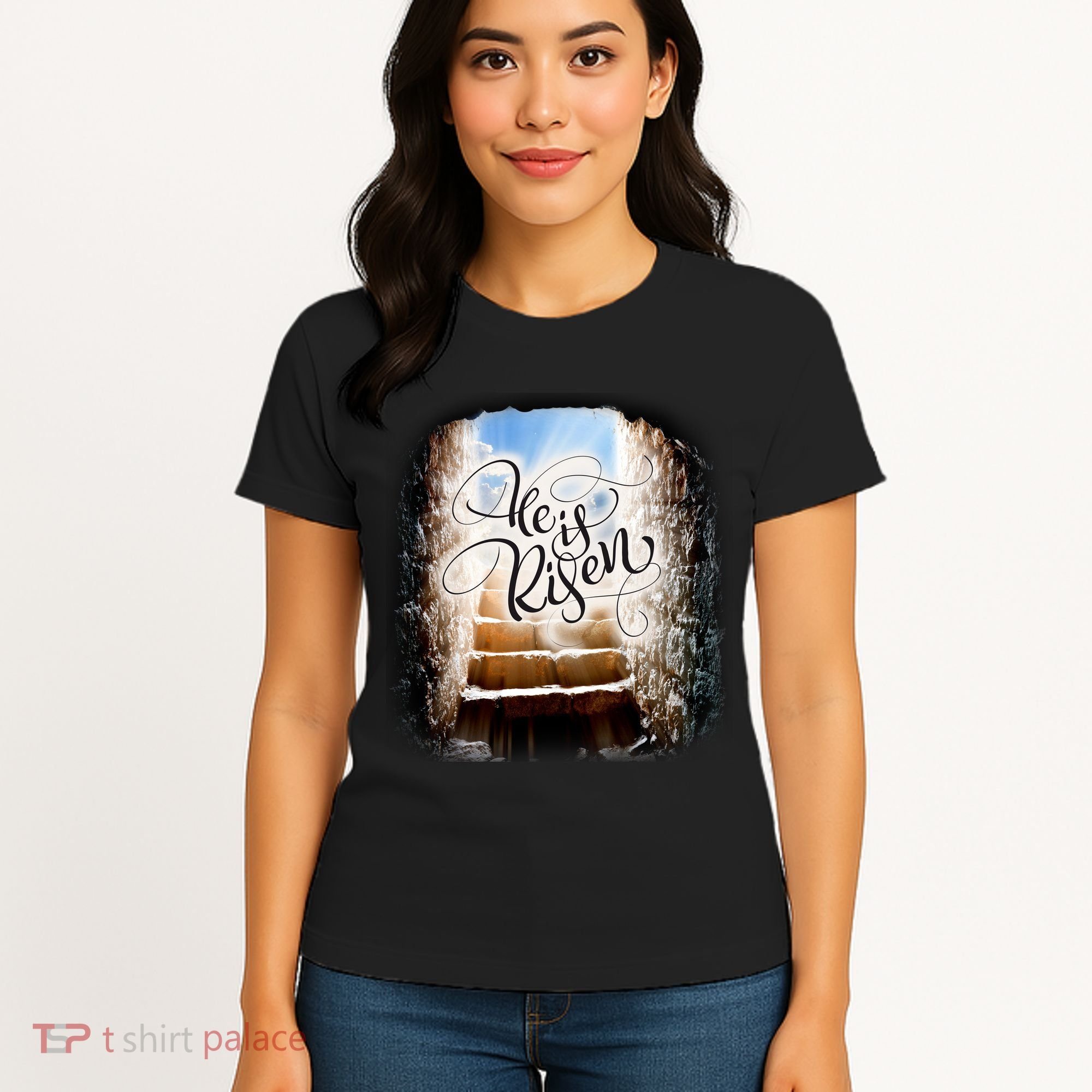 He Has Risen Jesus Christ Tomb Women's T-Shirt
