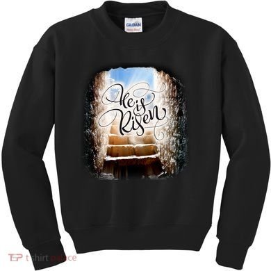 He Has Risen Jesus Christ Tomb Kids Sweatshirt