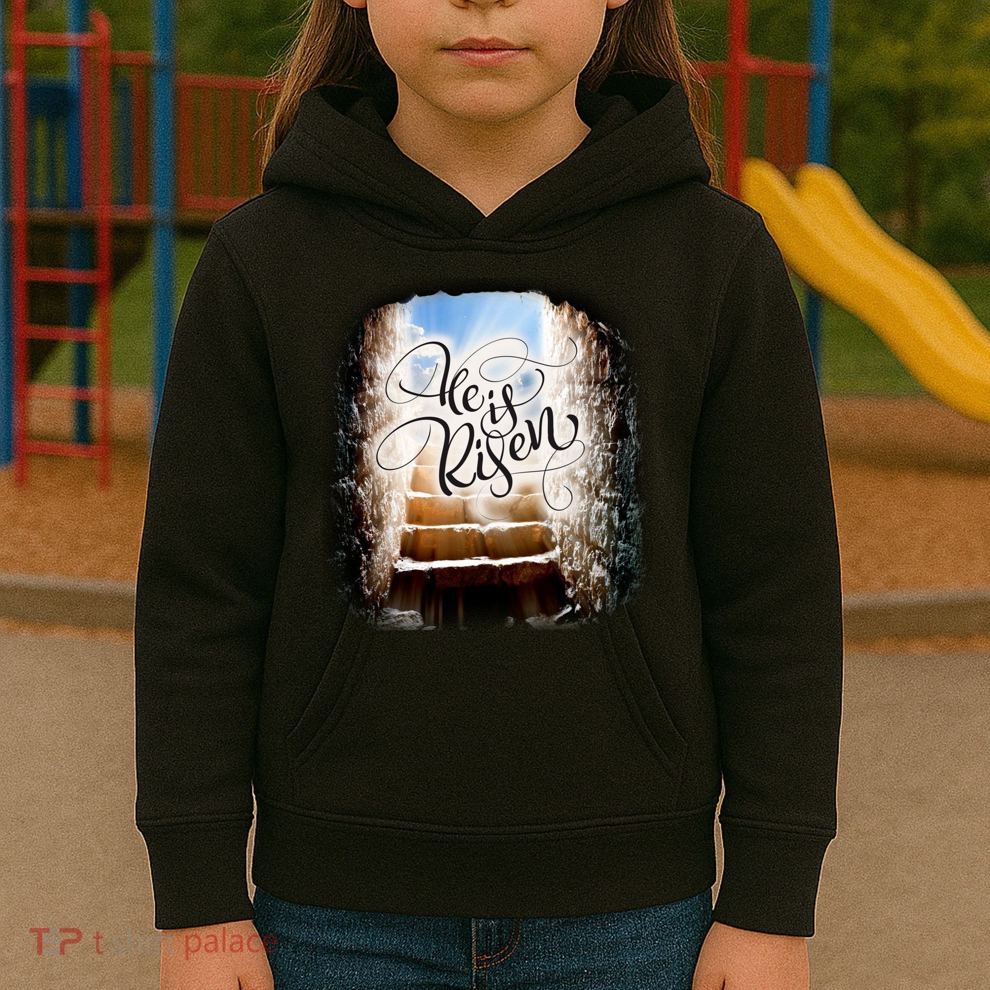 He Has Risen Jesus Christ Tomb Kids Hoodie