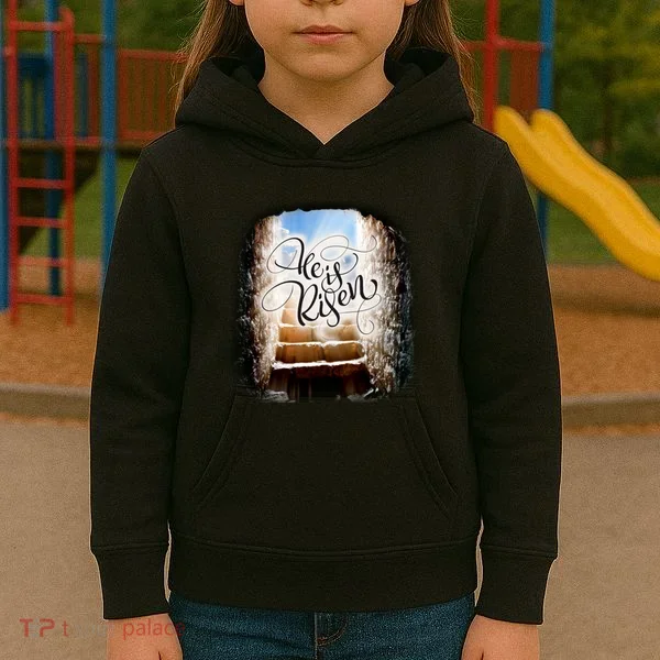 He Has Risen Jesus Christ Tomb Kids Hoodie
