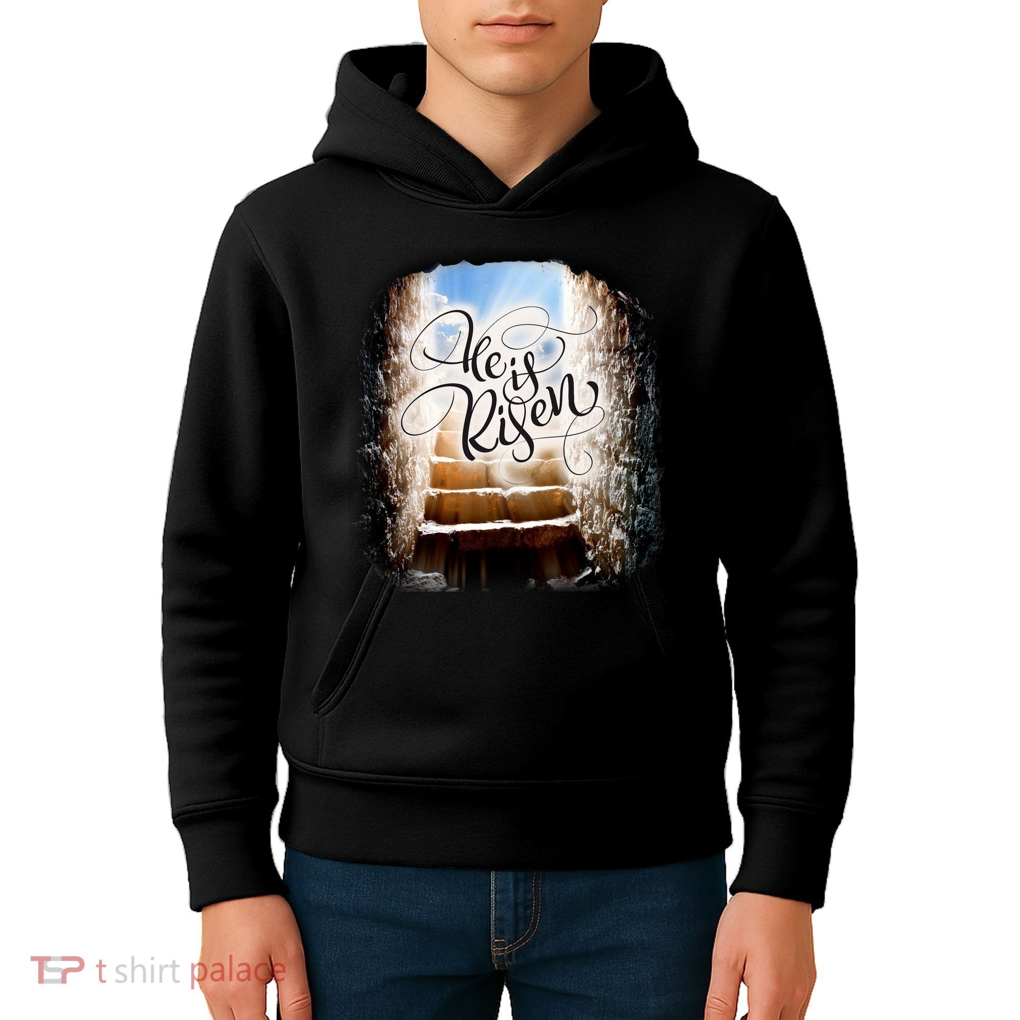 He Has Risen Jesus Christ Tomb Kids Hoodie