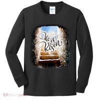 He Has Risen Jesus Christ Tomb Kids Long Sleeve Shirt thumb 0