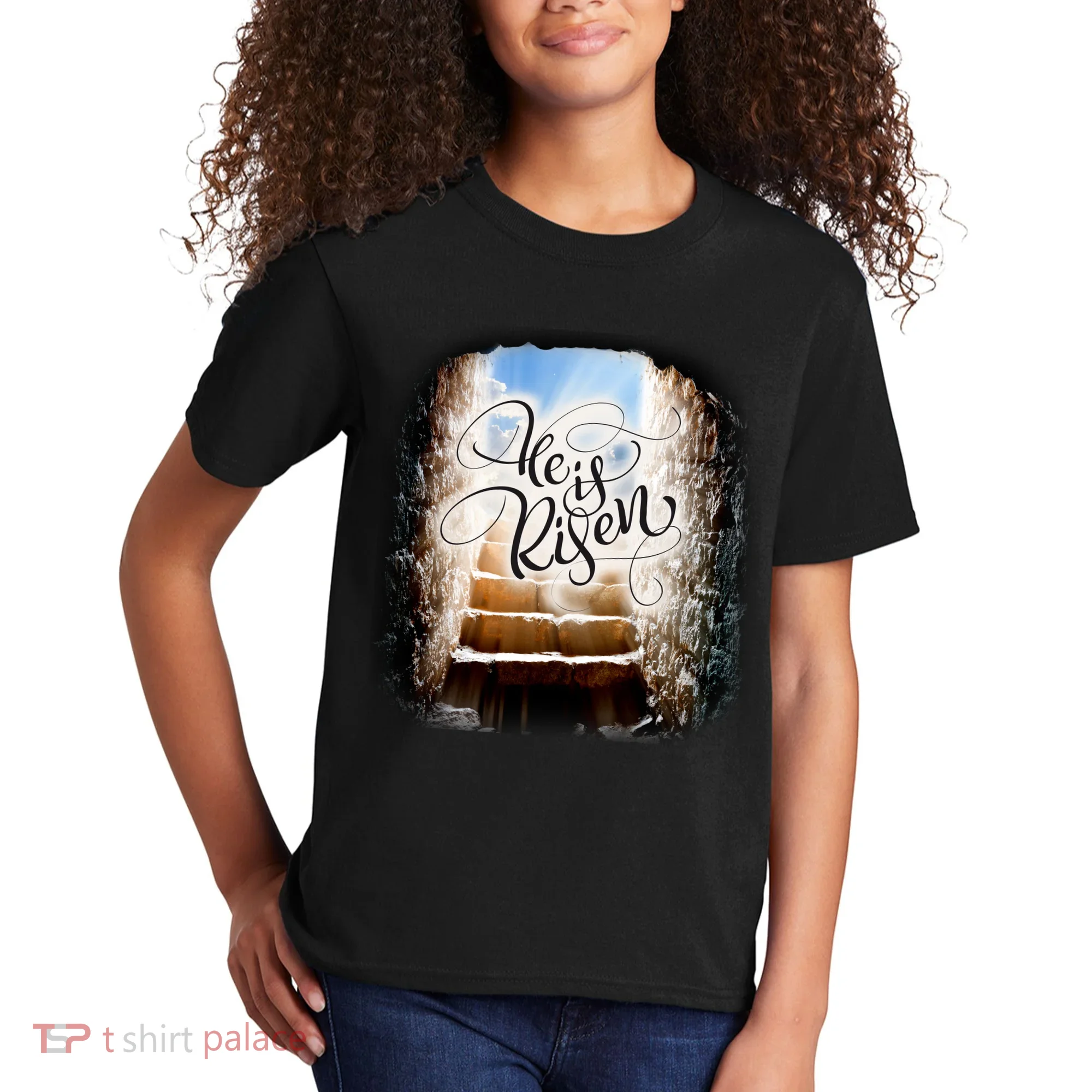 He Has Risen Jesus Christ Tomb Kids T-Shirt
