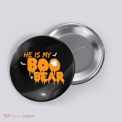 He Is My Boo Bear Button