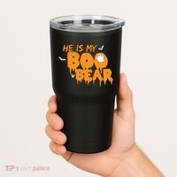 He Is My Boo Bear Tumbler thumb 2