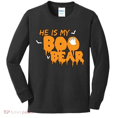 He Is My Boo Bear Kids Long Sleeve Shirt
