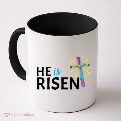 He Is Risen Colorful Cross Coffee Mug