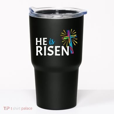 He Is Risen Colorful Cross Tumbler