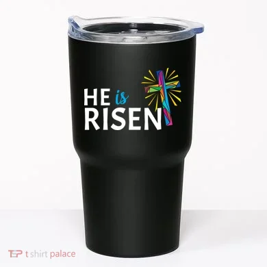 He Is Risen Colorful Cross Tumbler