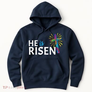 He Is Risen Colorful Cross Hoodie