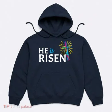 He Is Risen Colorful Cross Hoodie