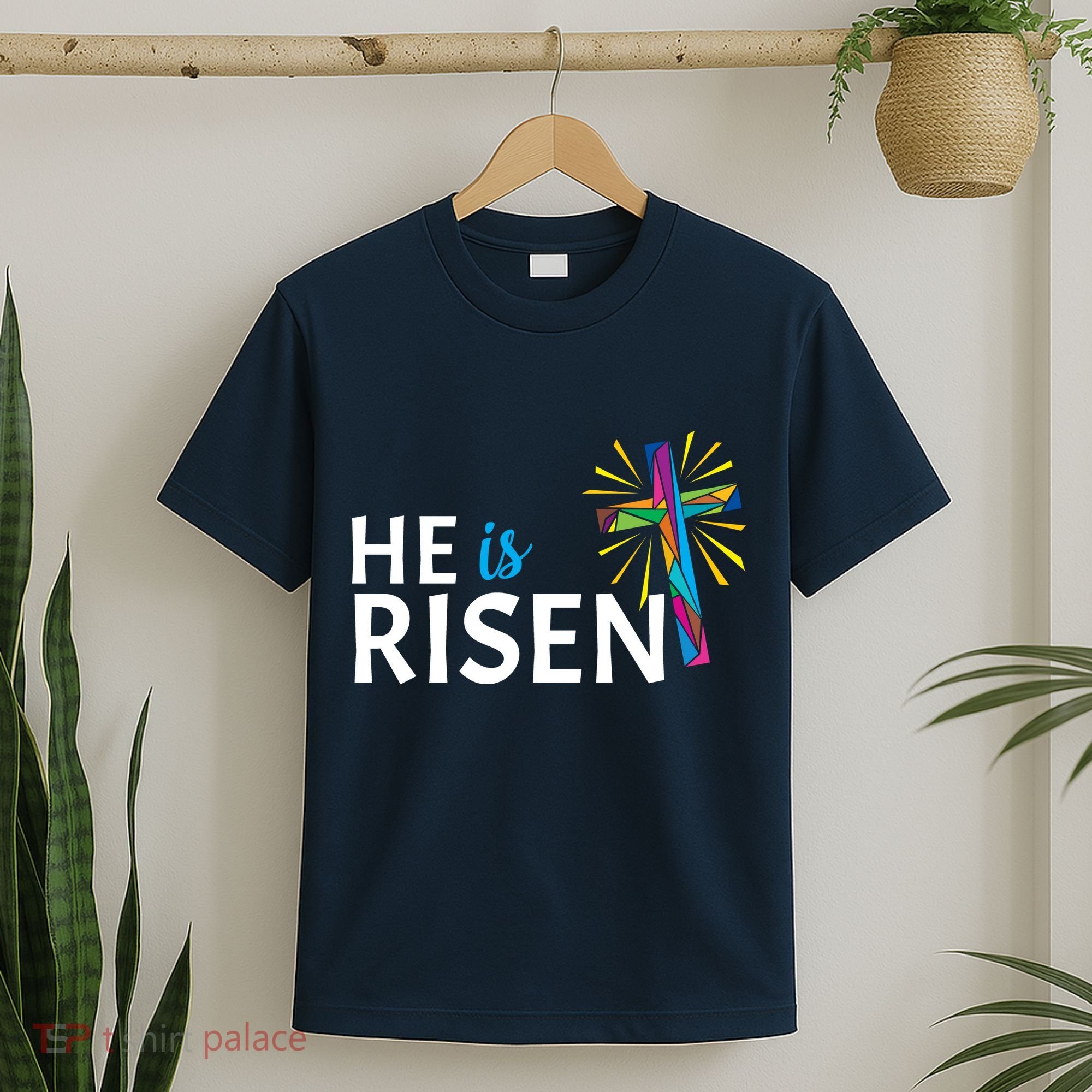 He Is Risen Colorful Cross T-Shirt