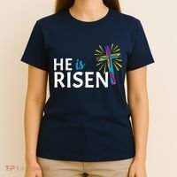 He Is Risen Colorful Cross T-Shirt thumb 4