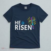 He Is Risen Colorful Cross T-Shirt thumb 5