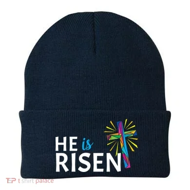 He Is Risen Colorful Cross Beanie