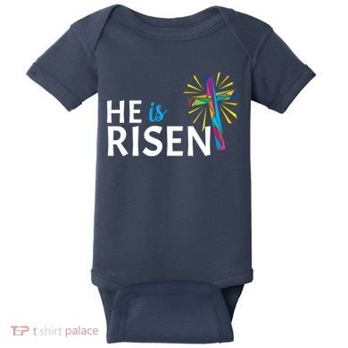 He Is Risen Colorful Cross Baby Bodysuit