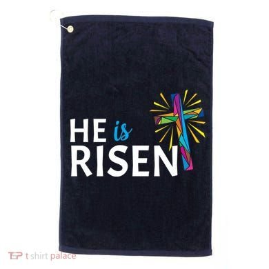 He Is Risen Colorful Cross Golf Towel