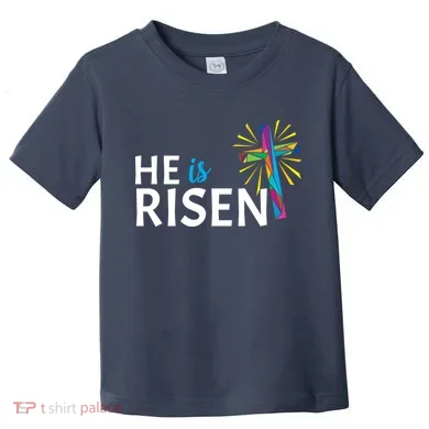 He Is Risen Colorful Cross Toddler T-Shirt