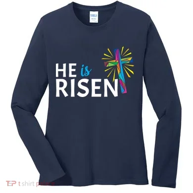 He Is Risen Colorful Cross Women's Long Sleeve Shirt