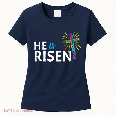 He Is Risen Colorful Cross Women's T-Shirt
