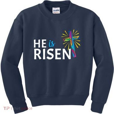 He Is Risen Colorful Cross Kids Sweatshirt