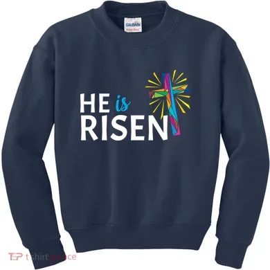 He Is Risen Colorful Cross Kids Sweatshirt
