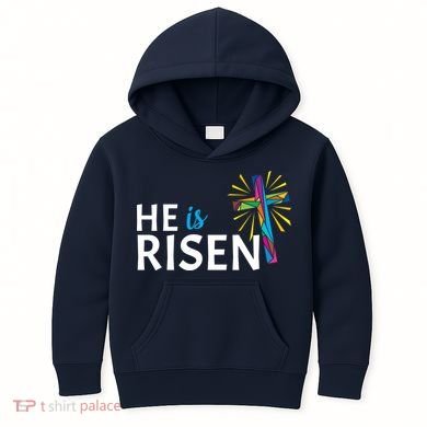 He Is Risen Colorful Cross Kids Hoodie