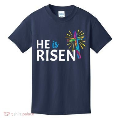 He Is Risen Colorful Cross Kids T-Shirt