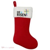 He Is Risen Colorful Cross Christmas Stocking thumb 0