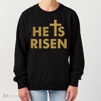 He Is Risen Jesus Savior Easter Gold Glitter Print Women's Sweatshirt thumb 0