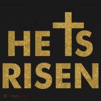 He Is Risen Jesus Savior Easter Gold Glitter Print Long Sleeve Shirt thumb 2