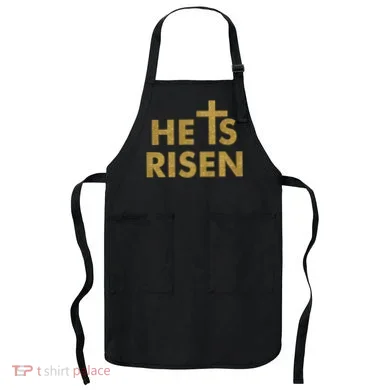 He Is Risen Jesus Savior Easter Gold Glitter Print Apron