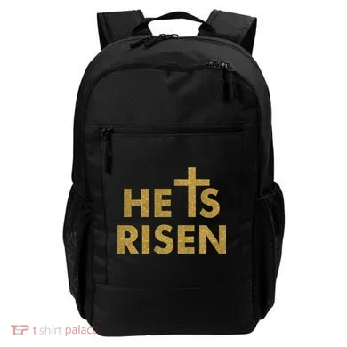 He Is Risen Jesus Savior Easter Gold Glitter Print Backpack
