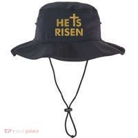 He Is Risen Jesus Savior Easter Gold Glitter Print Bucket Hat thumb 0