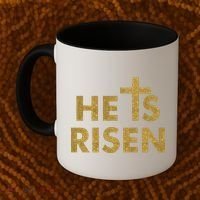 He Is Risen Jesus Savior Easter Gold Glitter Print Coffee Mug thumb 2