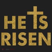 He Is Risen Jesus Savior Easter Gold Glitter Print Beanie thumb 2