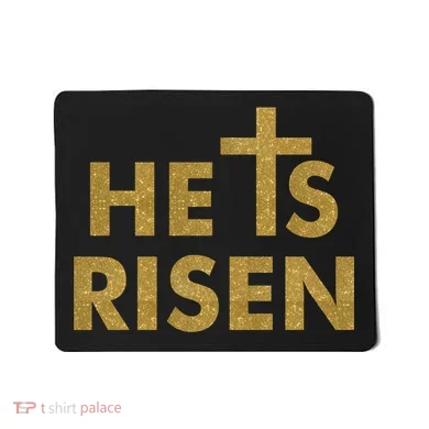 He Is Risen Jesus Savior Easter Gold Glitter Print Mousepad
