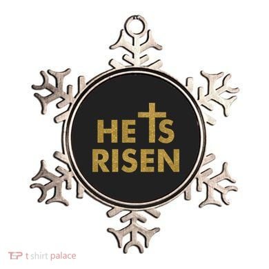 He Is Risen Jesus Savior Easter Gold Glitter Print Ornament