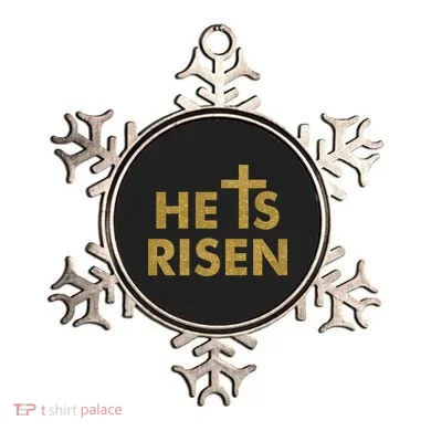 He Is Risen Jesus Savior Easter Gold Glitter Print Ornament
