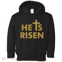 He Is Risen Jesus Savior Easter Gold Glitter Print Toddler Hoodie thumb 0