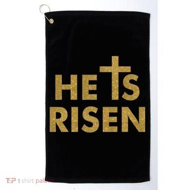 He Is Risen Jesus Savior Easter Gold Glitter Print Golf Towel