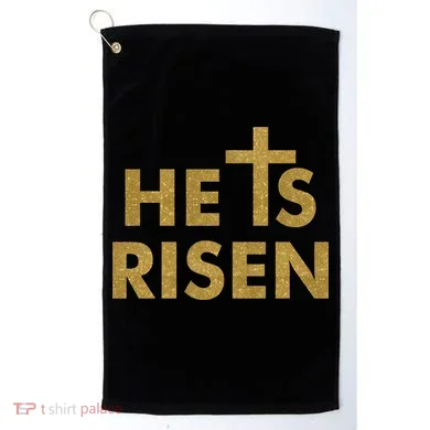 He Is Risen Jesus Savior Easter Gold Glitter Print Golf Towel