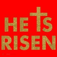 He Is Risen Jesus Savior Easter Gold Glitter Print Santa Hat thumb 1