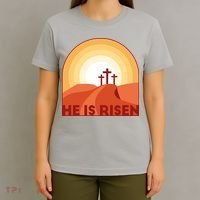 He Is Risen Sunset Jesus Christian T-Shirt thumb 4