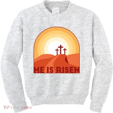 He Is Risen Sunset Jesus Christian Kids Sweatshirt