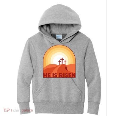He Is Risen Sunset Jesus Christian Kids Hoodie