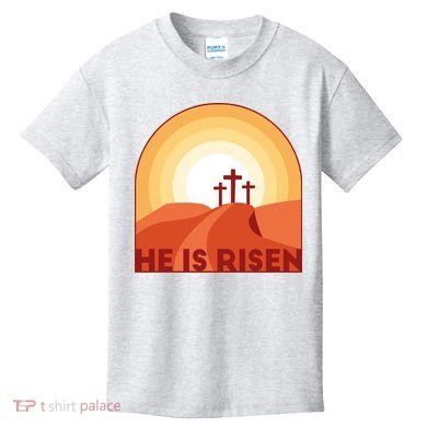 He Is Risen Sunset Jesus Christian Kids T-Shirt