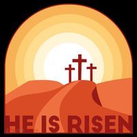 He Is Risen Sunset Jesus Christian Button thumb 1