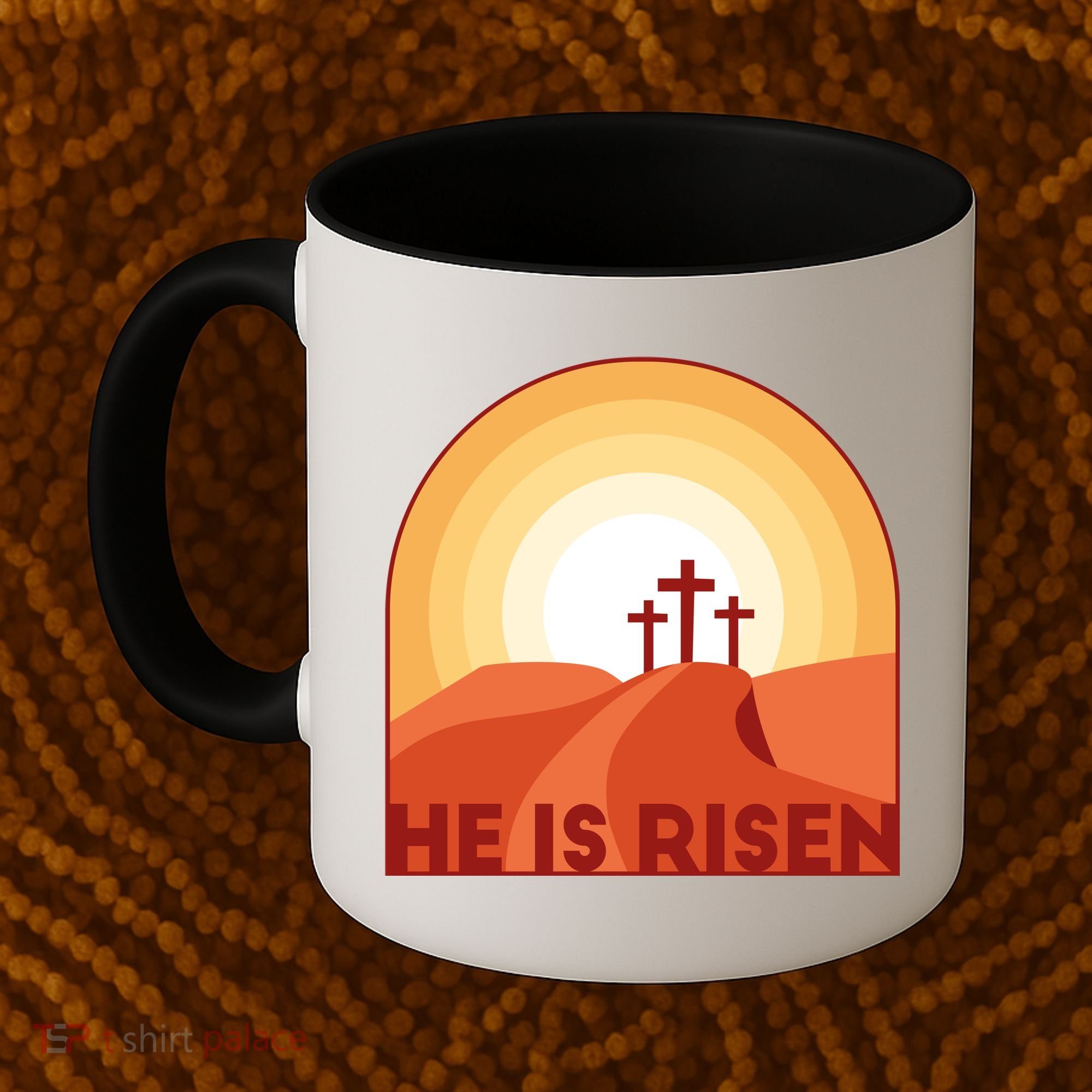 He Is Risen Sunset Jesus Christian Coffee Mug